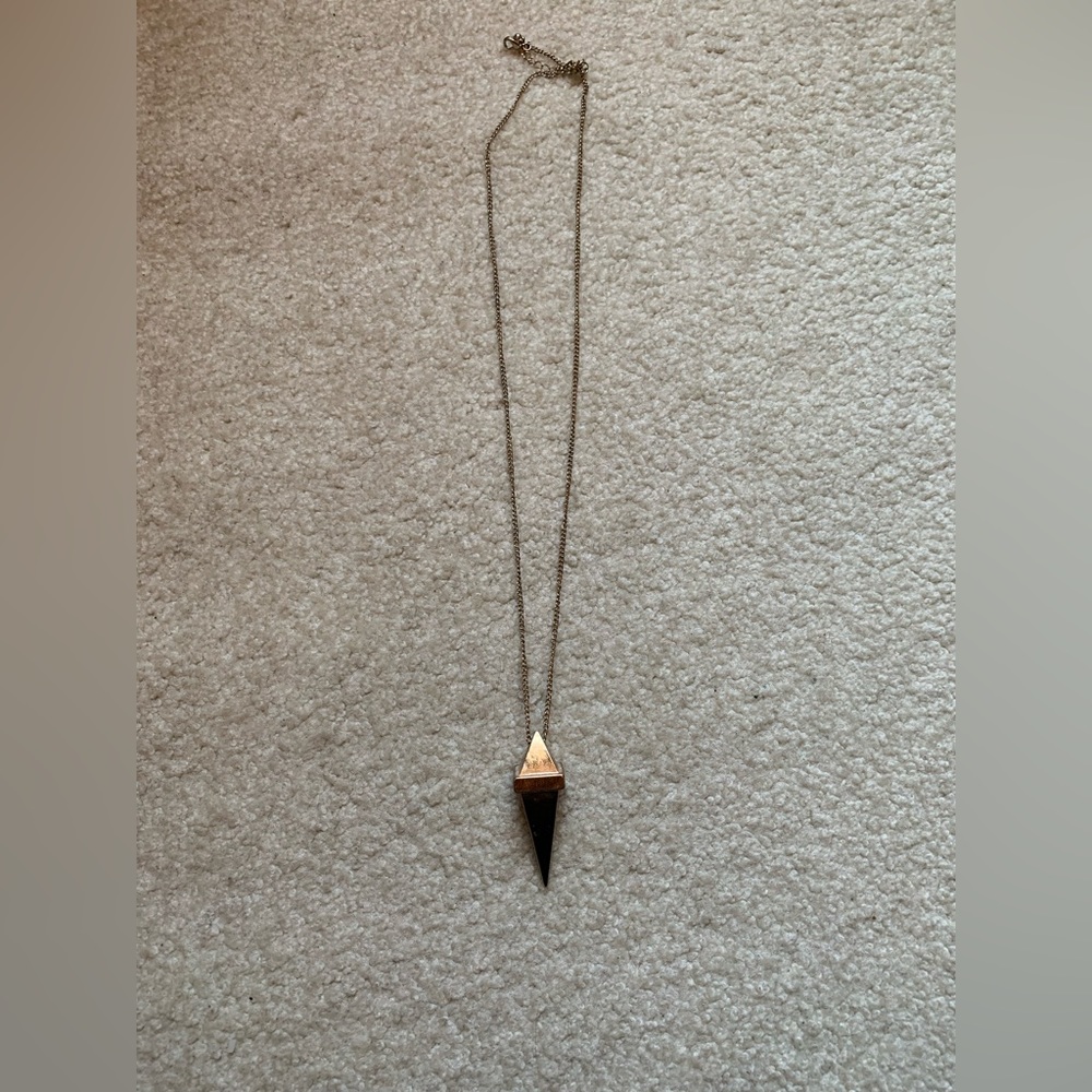 Long gold geometric necklace